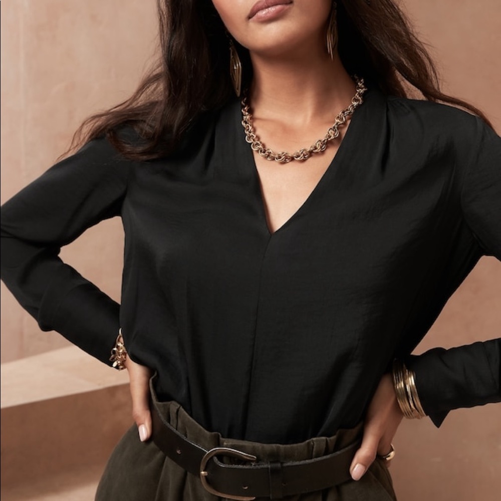 Banana Republic Black Long Sleeve Blouse XS